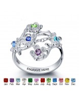 Mother's Birthstone Ring, Sterling Silver Personalized Engravable Ring JEWJORI101964